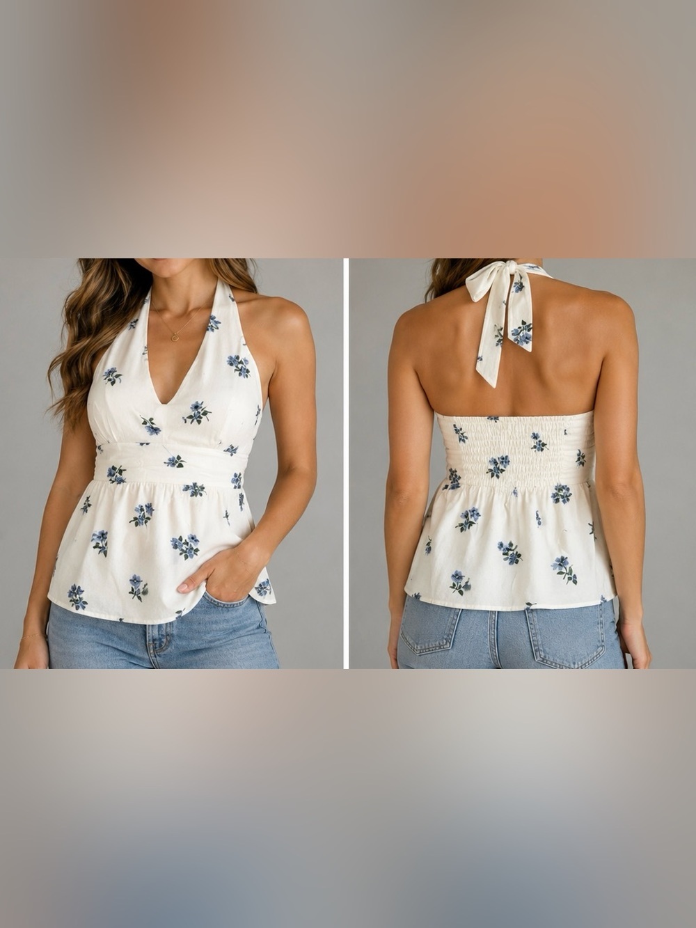 American Eagle Outfitters Cream Floral Top